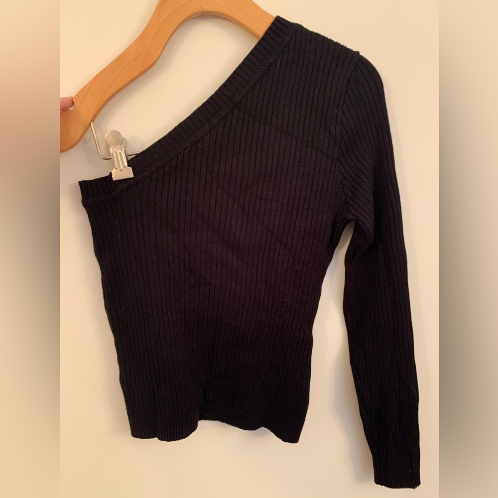 Lulus One-shoulder Black Sweater Top Size Large